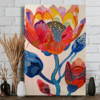Lotus Flower in Vibrant Color - Lotus Wall Art Print on Gallery Wrapped Canvas, 36" H x 24" W, Ready to Hang for Living Room, Bedroom or Meditation Space