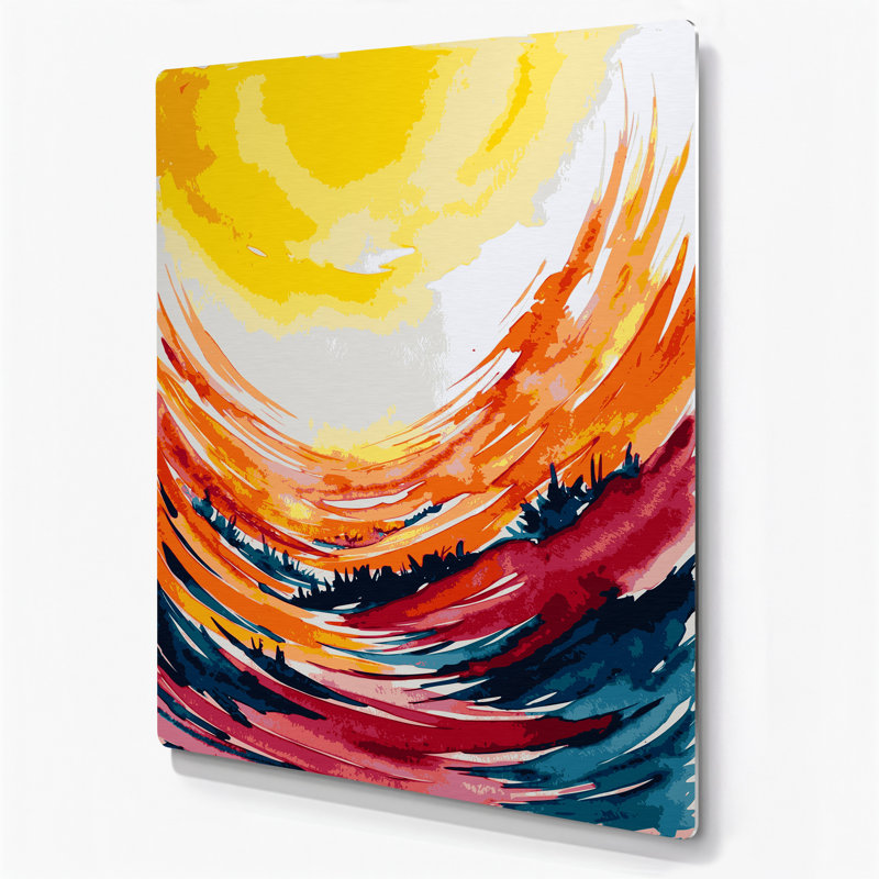 Aquarelle paysage 9 art mural brun en métal, H 30 po x l 20 po