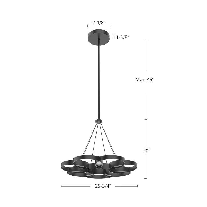 1 - Light LED Pendant, Black/Gold