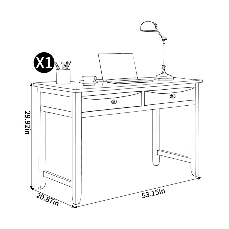 Bureau d'étude luxueux de style américain, H 29,92 po x l 53,15 po x P 20,87 po