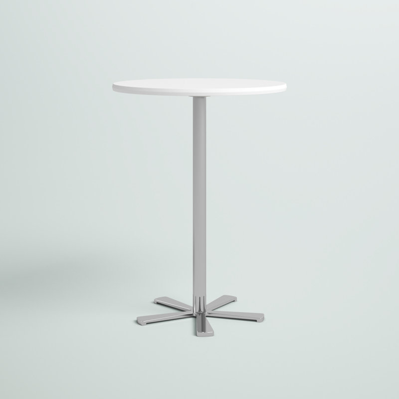 Table de salle à manger Slivno, H 29,5 po x L 21,5 po x l 21,5 po, Chrome, Laque blanche