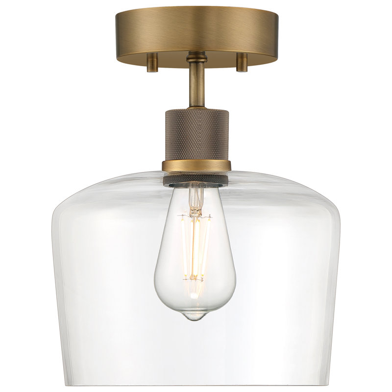 Southglenn Glass Semi Flush Mount, Antique Brushed Brass