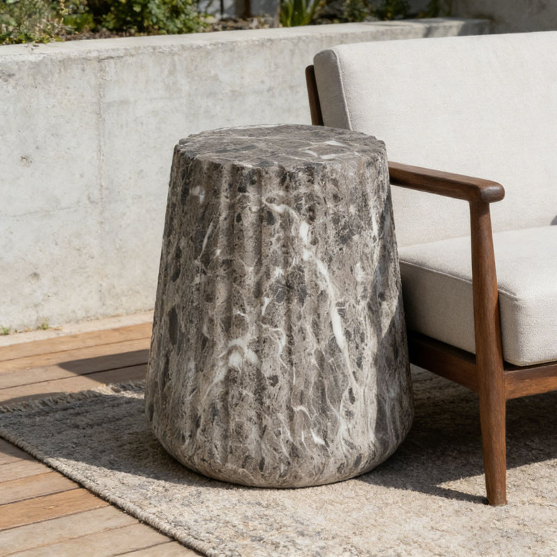 Table d'appoint d'extérieur sculptée Cleme, Brun