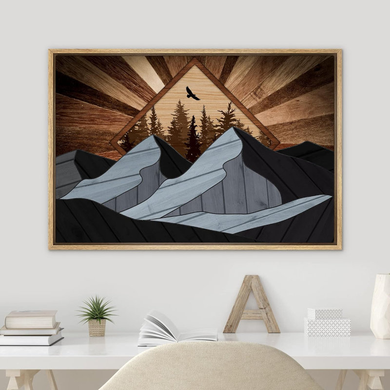 Panneau à effet de bois, chaîne de montagnes Sunny Horizon, Naturel, H 16 po x l 24 po x P 1,5 po