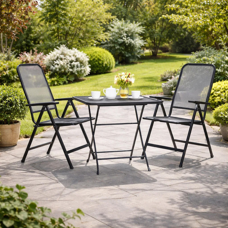 Linneman Square 2 - Person Long Dining Set, 28.3" H x 31.5" W x31.5" D