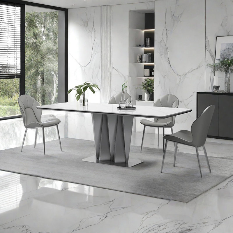 Light luxury high-end rectangular dining table set, 29.5"H x 70.8"L x 35.4"W