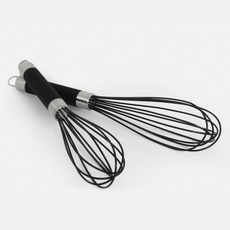 11" Black Silicone Balloon Whisk with Stainless Steel Handle