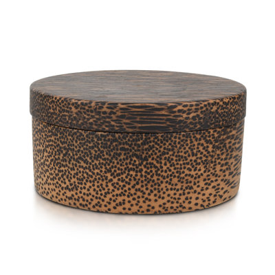 Simply Unique 4-inch Round Sugar Palm Tree Wood Storage Jewelry Box