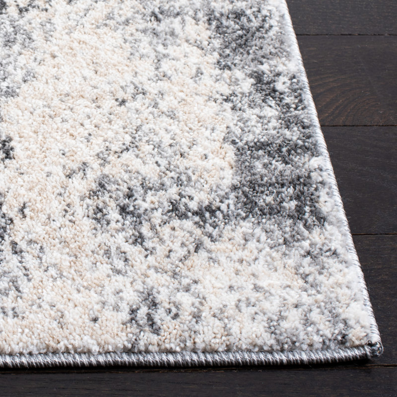 Tapis abstrait ivoire / gris Scriber, Carré 6 pi 7 po