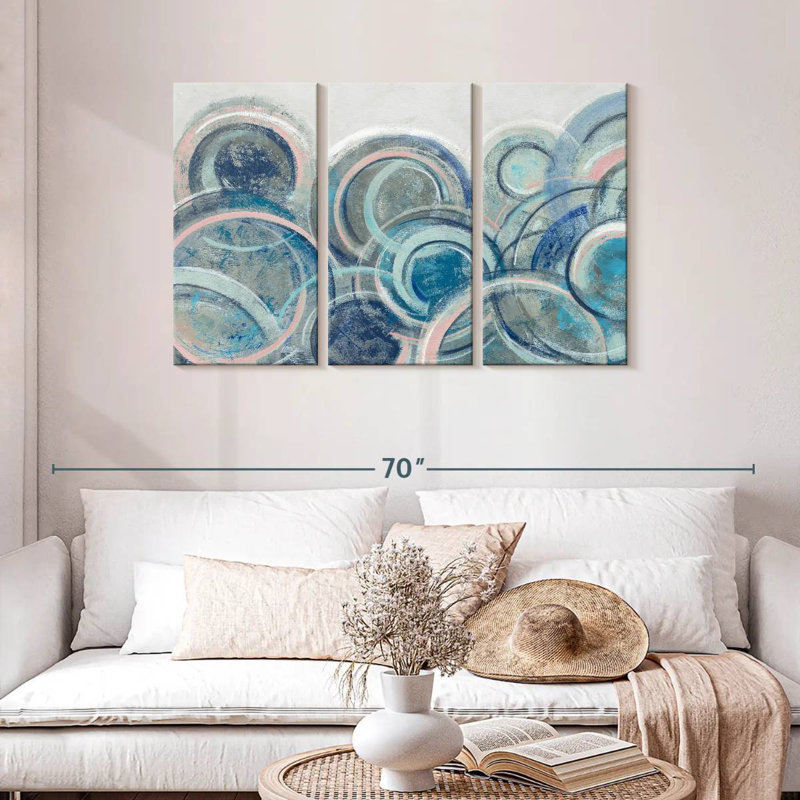 Avery Variation Blue Grey Pink, 28" H x 45" W