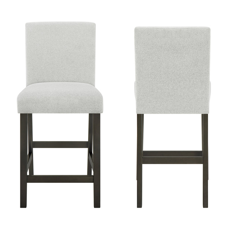 Chaise de comptoir rembourrée en bois Wyncote, gris pierre (ensemble de 2)