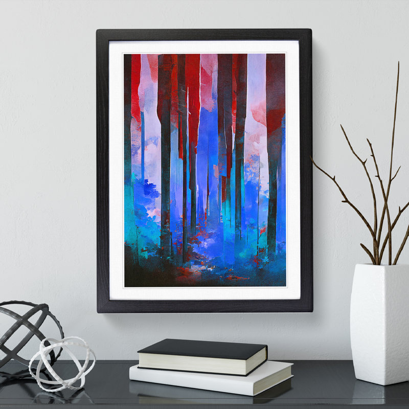 Forest Composition No.3 Abstract - Single Picture Frame Painting, 64cm H x 46cm W x 2cm D, Black