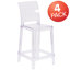 Tabouret de comptoir avec dossier carré en cristal transparent Imca - Chaises de mariage-890768354