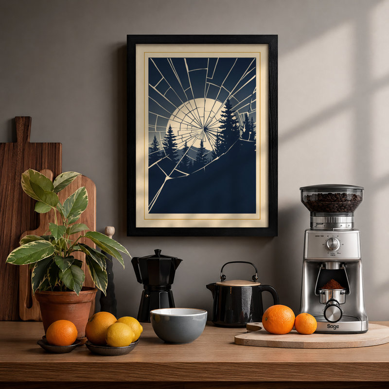 Forest Under Stars Scandinavian - Print, A1 - 84.1 x 59.4 cm, Black