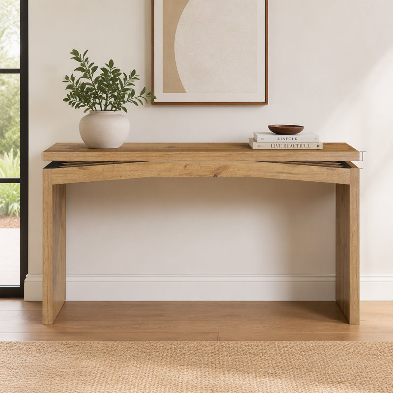Console en bois, table d'appoint pour canapé, Natural Wood, Natural Wood, Natural Wood