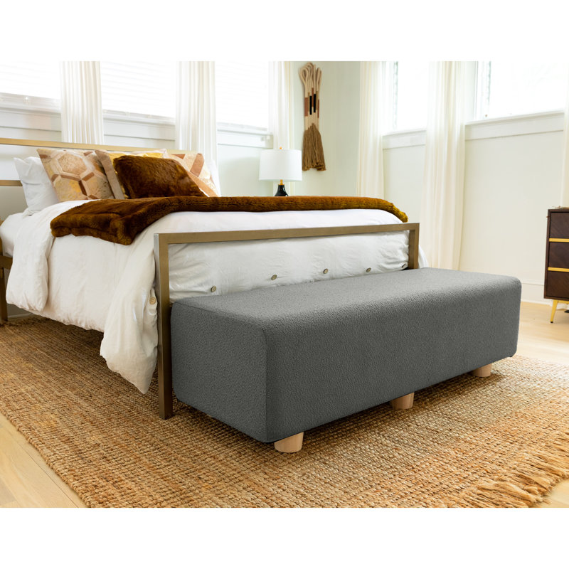 Caya 4-in-1 Large Queen/King Bed Bench, Giant Ottoman, Dining Bench, and Yoga and Massage Platform, Dark Grey Boucle