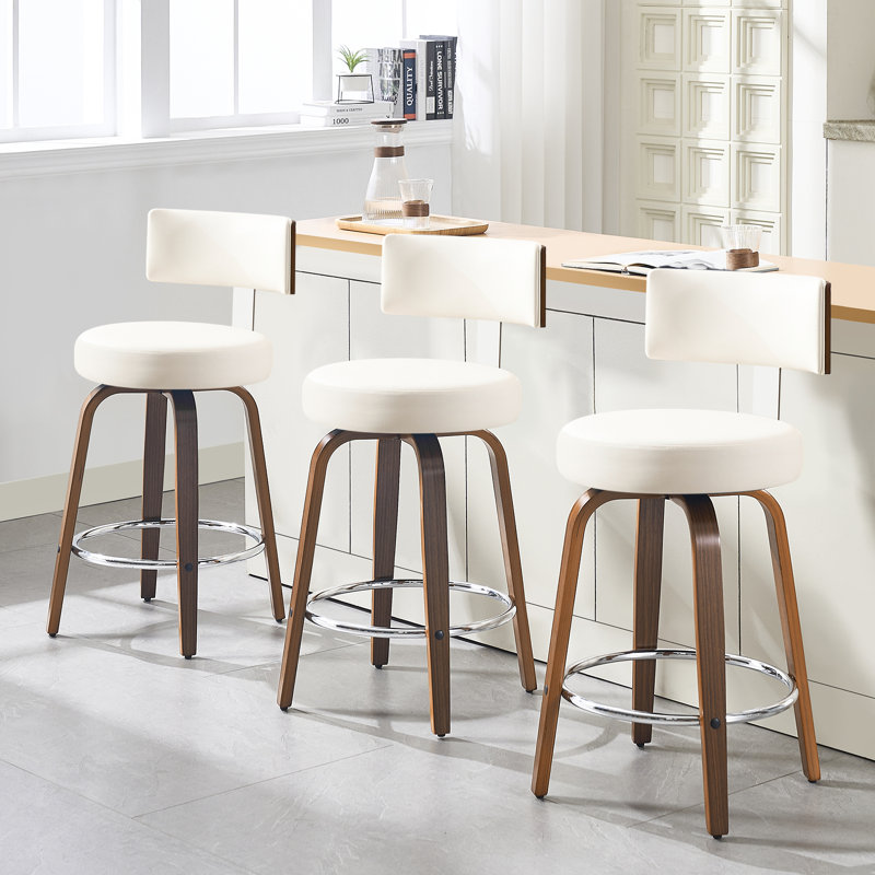 Tabouret de bar et de comptoir pivotant rembourré, Tabouret de comptoir (siège d'une hauteur de 26 p, Blanc