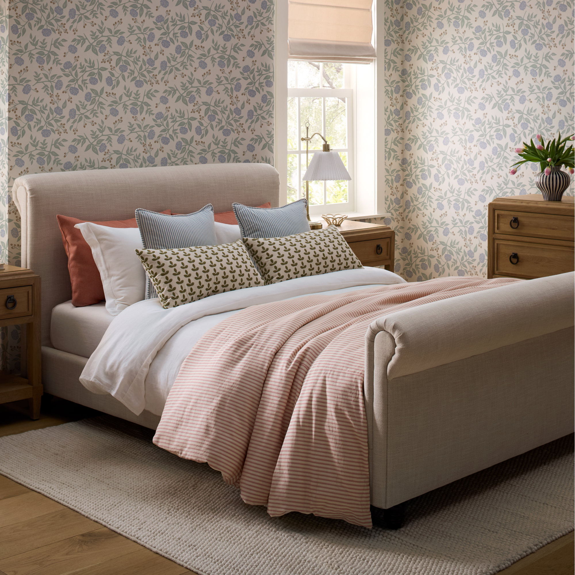 Rifle Paper Co. Peonies 27' x 27" Wallpaper, Green/Ivory