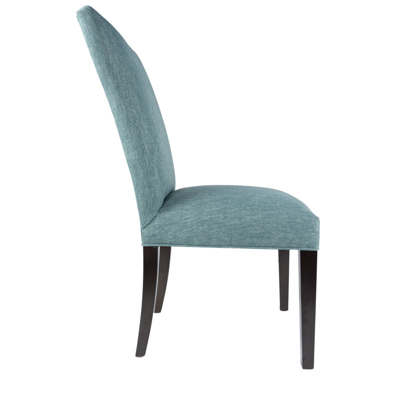 Hilley Spring Seating Double Dow Upholstered Parsons Chair, Espresso, Teal