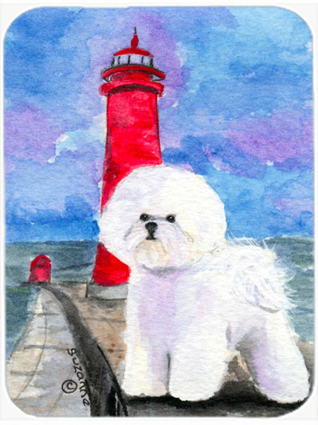 Winston Porter Bichon Frise Lighthouse Glass Cutting Board