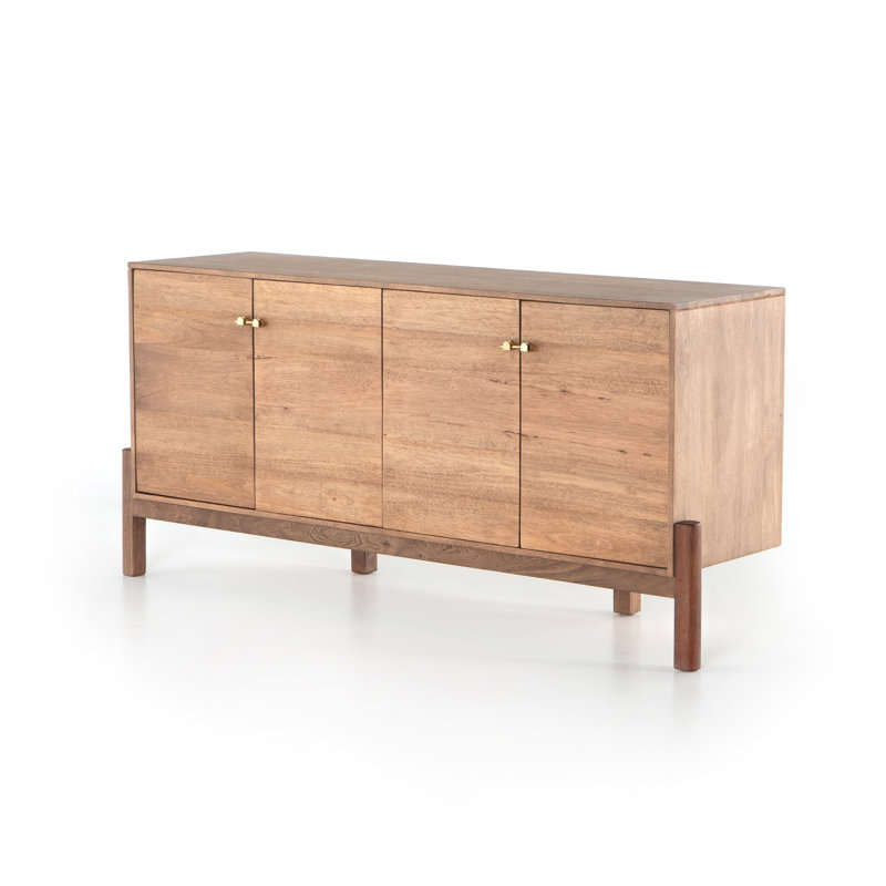 Buffet en bois d'hévéa de 70 po de largeur Jeanna, Miel fumé