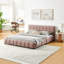 Grand lit tapissier, cadre de lit tapissier, tissu chenille