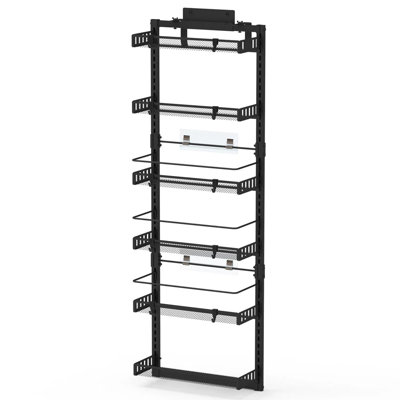 6-tier Over The Door Pantry Organizer, 50.19x17.12x6.1in Carbon Steel Storage Rack Category, Adjustable Easy Install, For Kitchen Bathroom Closet Bedroom Wall/door Mounted