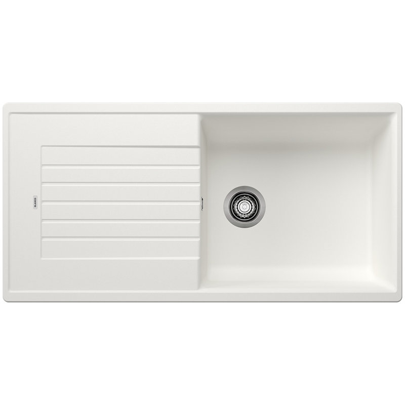 Zia Single Bowl Inset Kitchen Sink, White, 202mm H x 500mm W x 1000mm L