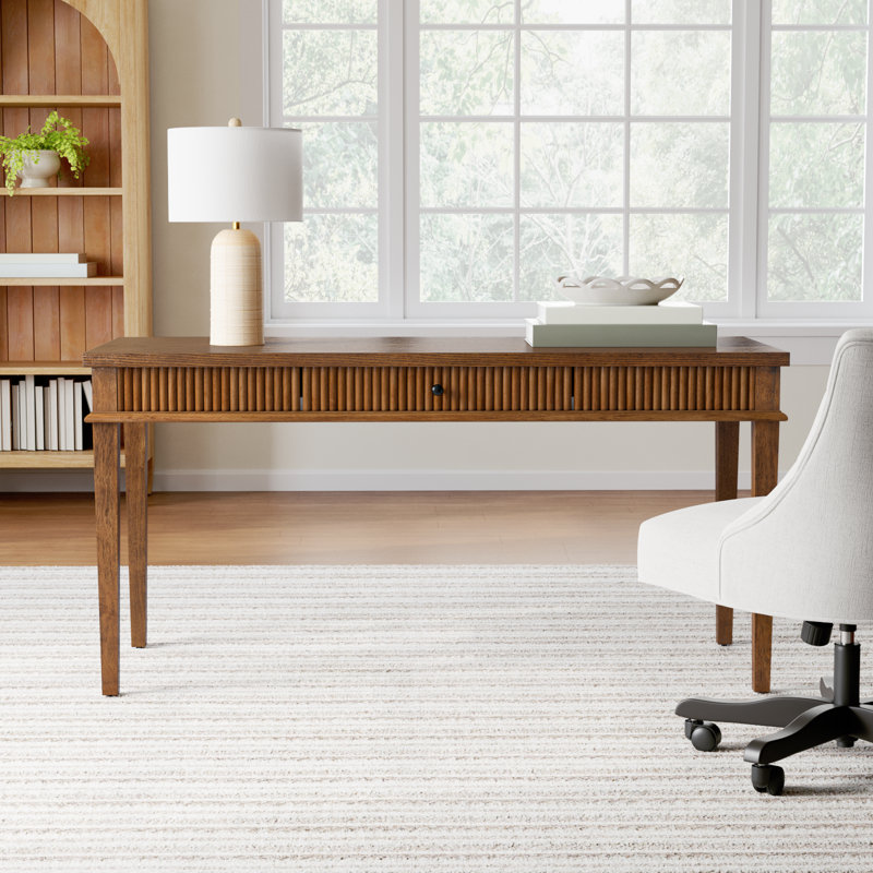 Haden 1 Drawer Reeded Desk, Medium Oak