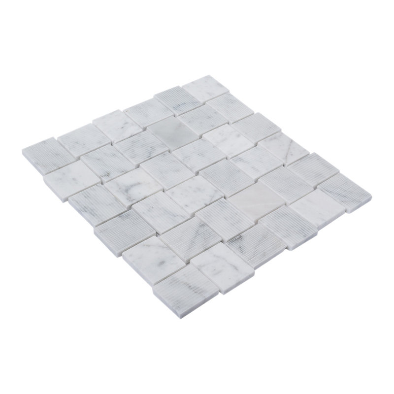 1.6 x 1.9 Marble Basketweave Mosaic Tile, Gray