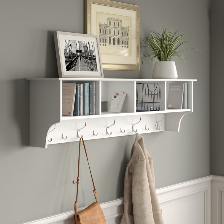 Coat Rack Shelf, Wall Coat Rack with Shelf, Wall Shelf with Hooks, Ent –  DesignedByTaylor