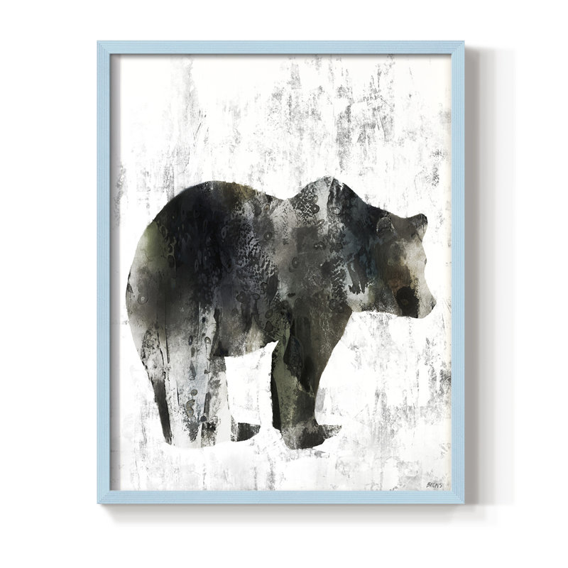 Reproduction encadrée d'ours totem - bois massif, Bleu, H 10 po x l 8 po