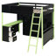 Lit mezzanine en bois avec bureau, tablettes, tiroirs et éclairage Bailey-1212846024