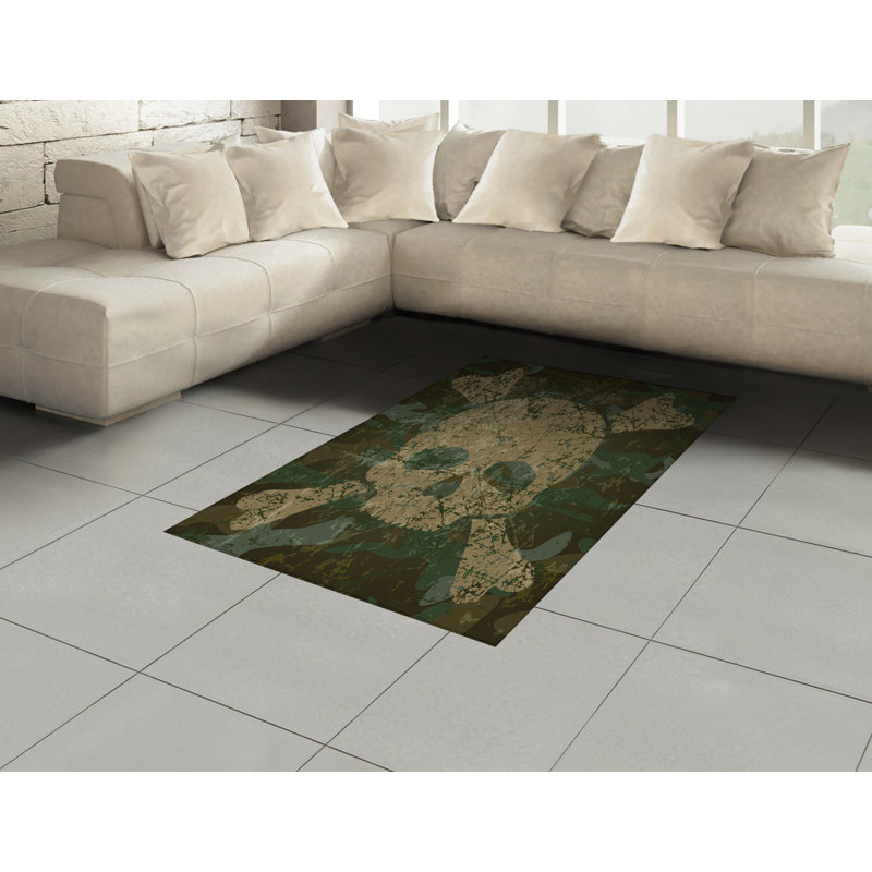 Skull High Density Long Fiber Poly Threads Decorative Area Rug Carpet, Rectangle 4' x 5'8"