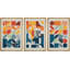 Abstrait, couleurs vives et abstraites «Œuvre abstraite et audacieuse bleu orange contemporain, images bohème de style Mid-Century moderne, impression numérique sur toile 3 pièces  -100707259-100707258