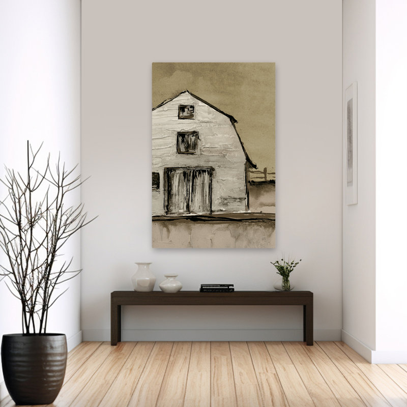 Grange brune III - grange noire, art de ferme brun, H 60 po x l 40 po