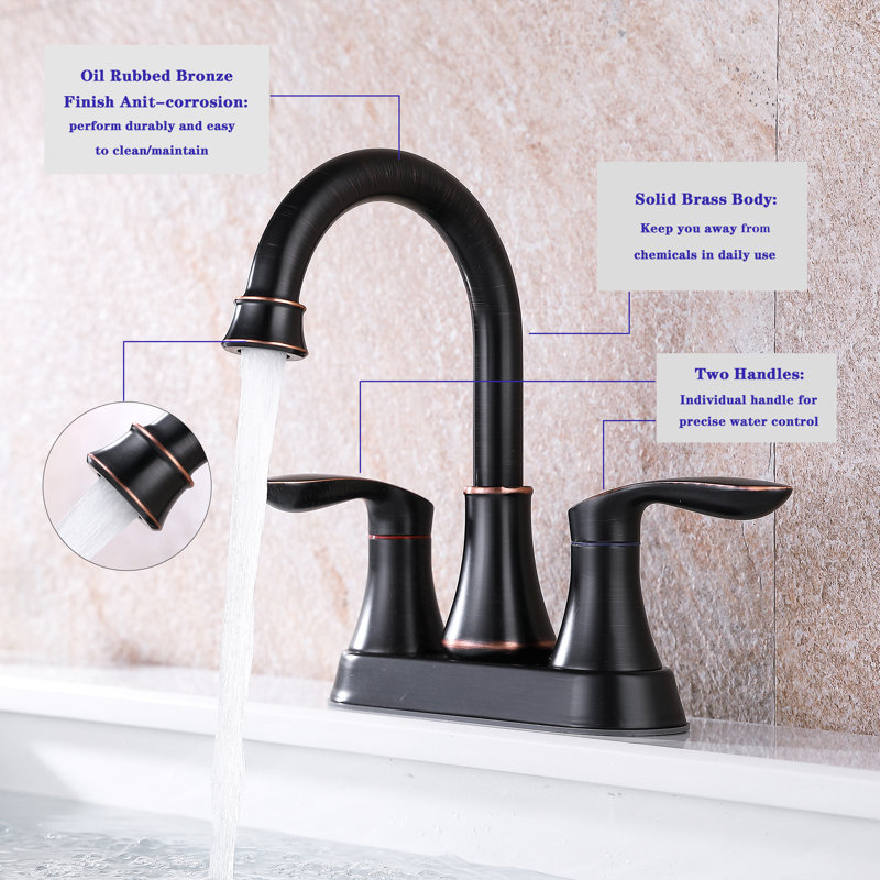 Robinet de salle de bain à ensemble central avec bonde, Bronze huilé
