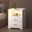 2 Drawer Bedside Table with Charging Station and Human Sensor Light-1263879216