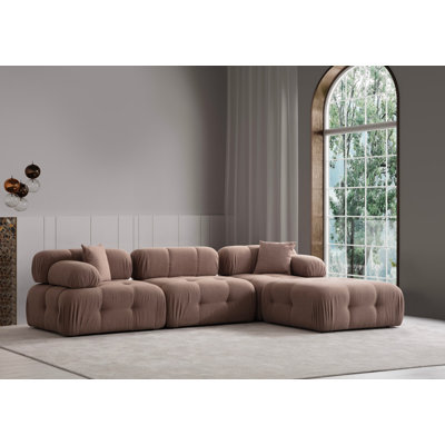 Cappuccino Corner Sofa, Beech Wood & Chipboard Frame, 118.1 x 78.7 x 31.5 inches | 100% Polyester Fabric, 28 DNS Soft Foam & Spring Seating | Dry-Cleanable, Shifting Back & Arm Mechanism, Stylish & Comfortable Living Room Furniture
