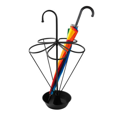 Sturdy Black Metal Umbrella Stand, 15.8 x 15.8 x 29.9 Inches | 100% Durable Metal Construction | Perfect for Entryway or Office, Stylish & Functional Design, Keeps Your Umbrellas Organized and Accessible