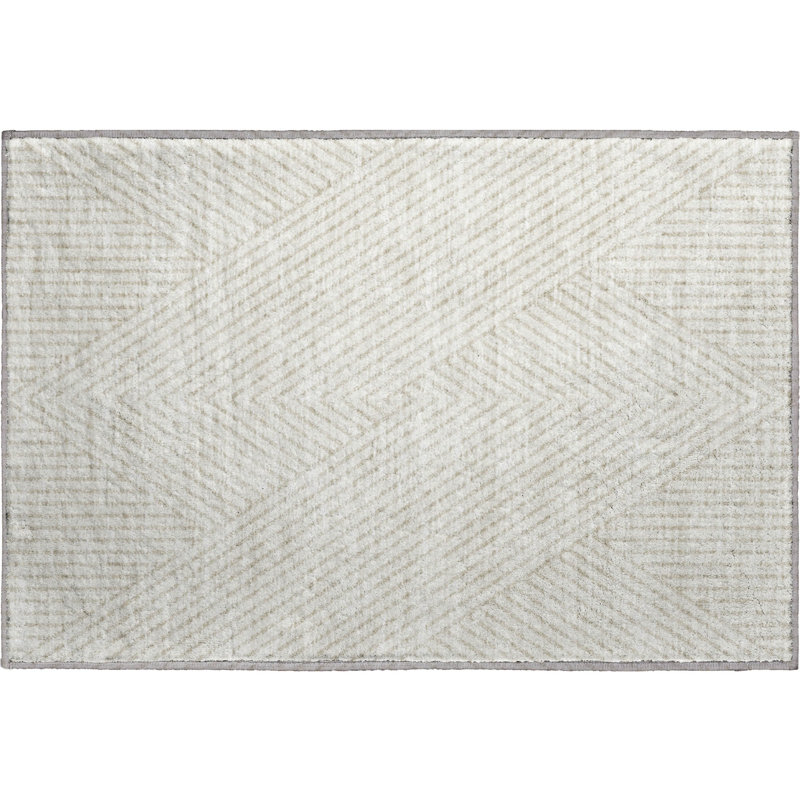 Premium Machine Washable Prisco Ivory Rug, Rectangle 1'8" x 2'6"