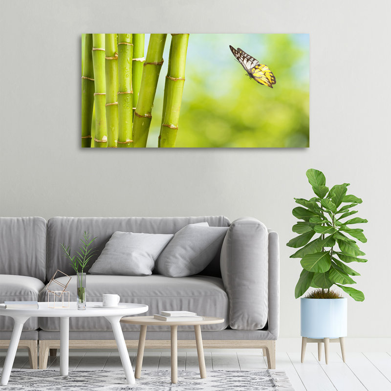 Bamboo And Butterfly - Print, Canvas, 50cm H x 100cm W x 2cm D