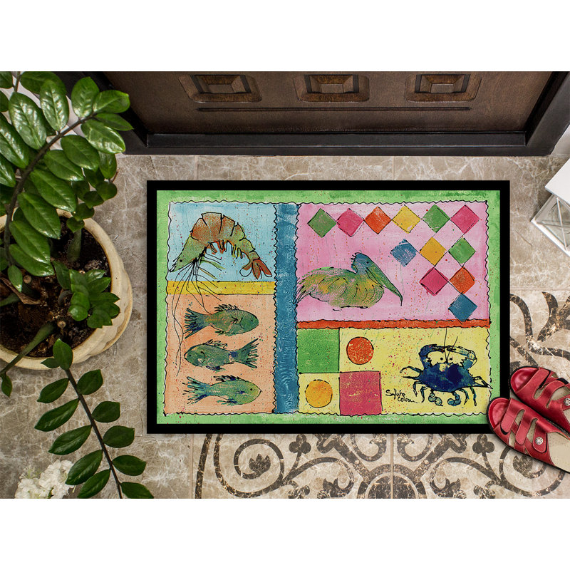 Tapis de porte d’intérieur anti-dérapant héron, Rectangle 1 pi 6 po x 2 pi 3 po
