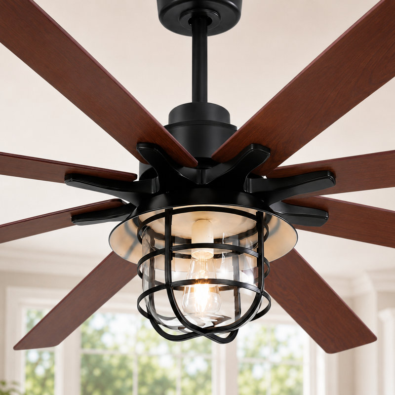 Ventilateur de plafond à hélice réversible de style ferme de 168 cm (66 po) avec trousse d'éclairage, 3 tiges de suspension et télécommande