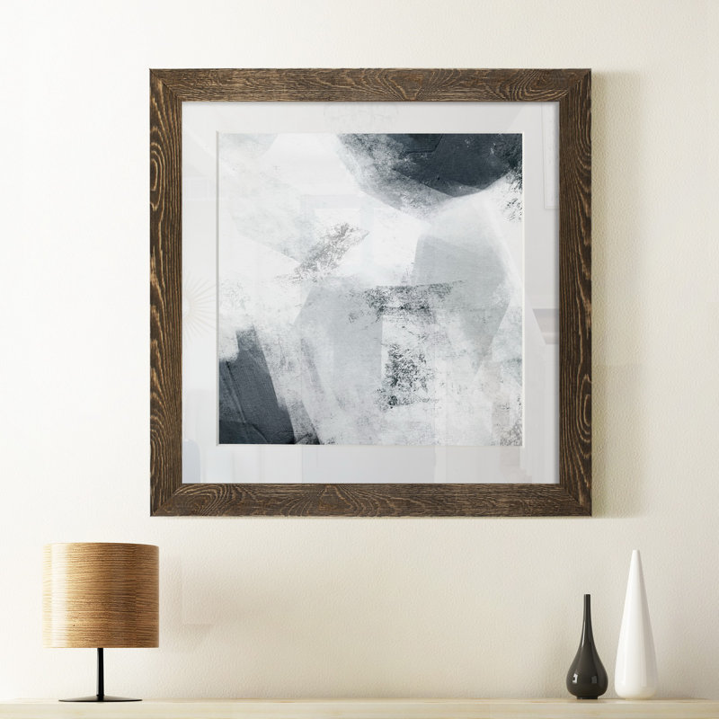 « Mire II », peinture sur papier encadrée, H 31,5 po x l 31,5 po x P 1,5 po, Cadre noyer