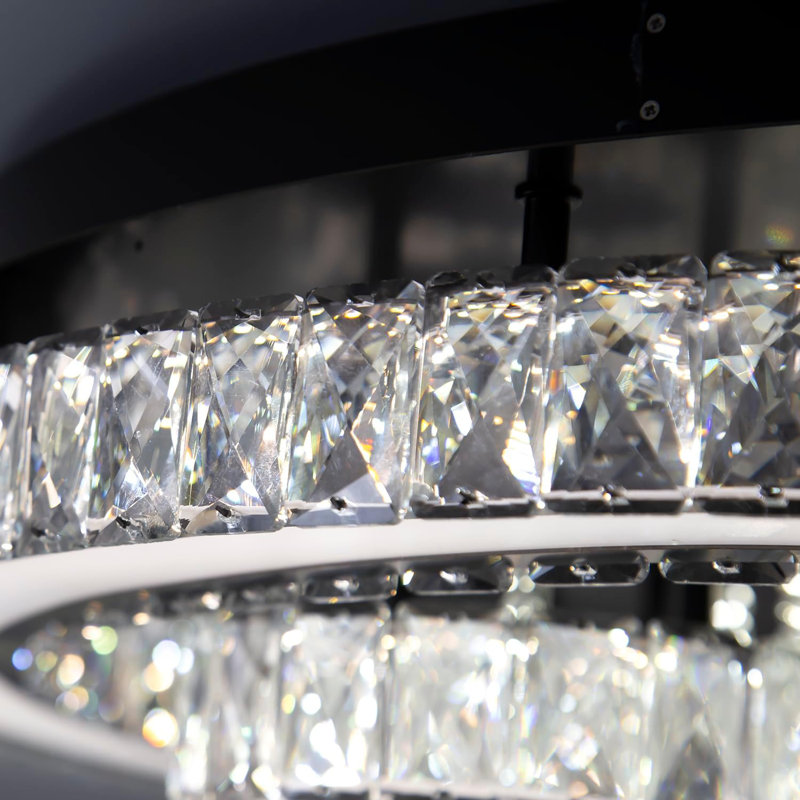Lustre moderne en cristal à intensité variable, Noir mat