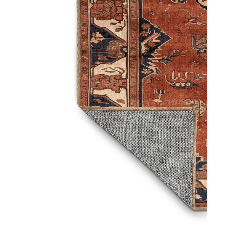 Machine Washable Persian Brown Area Rug, Round 5'