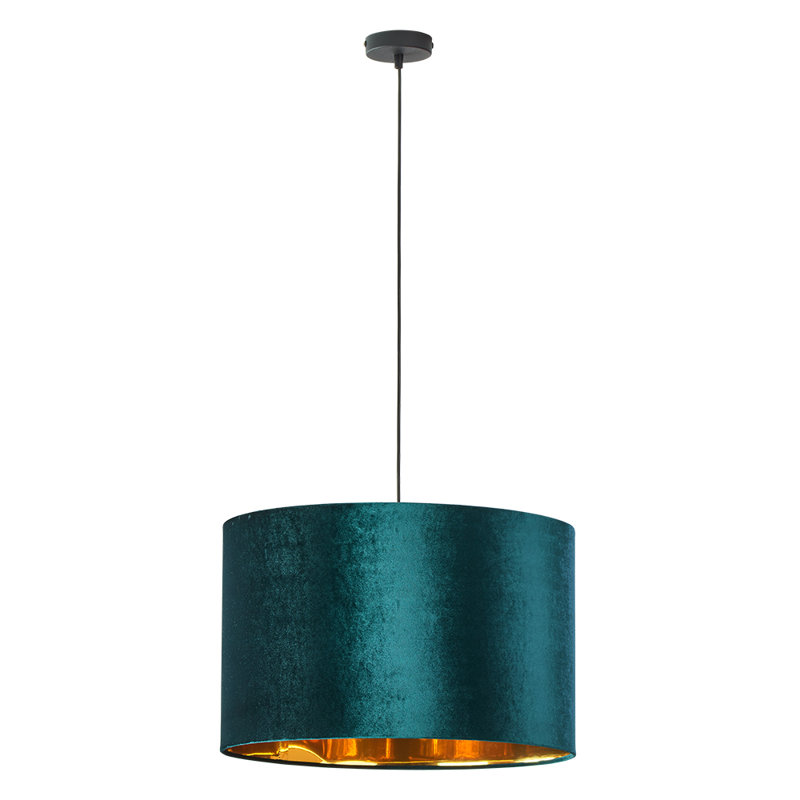 Tercino 1 - Light Stainless Steel Drum Pendant, Green/Gold colors, 170cm H x 50cm W x 50cm D