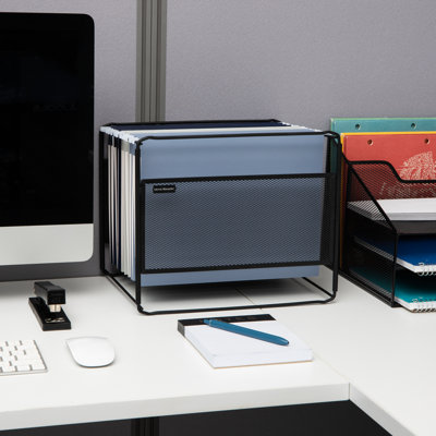  Hanging File Folder Organizer, Desktop Organizer, Storage, Office, Metal Mesh, 13"L x 9.75"W x 10.25"H
