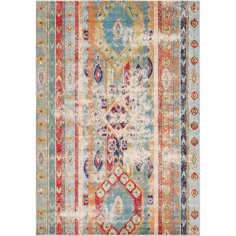 Newburyport Southwestern Area Rug, Rectangle 5'1" x 8', Blue 